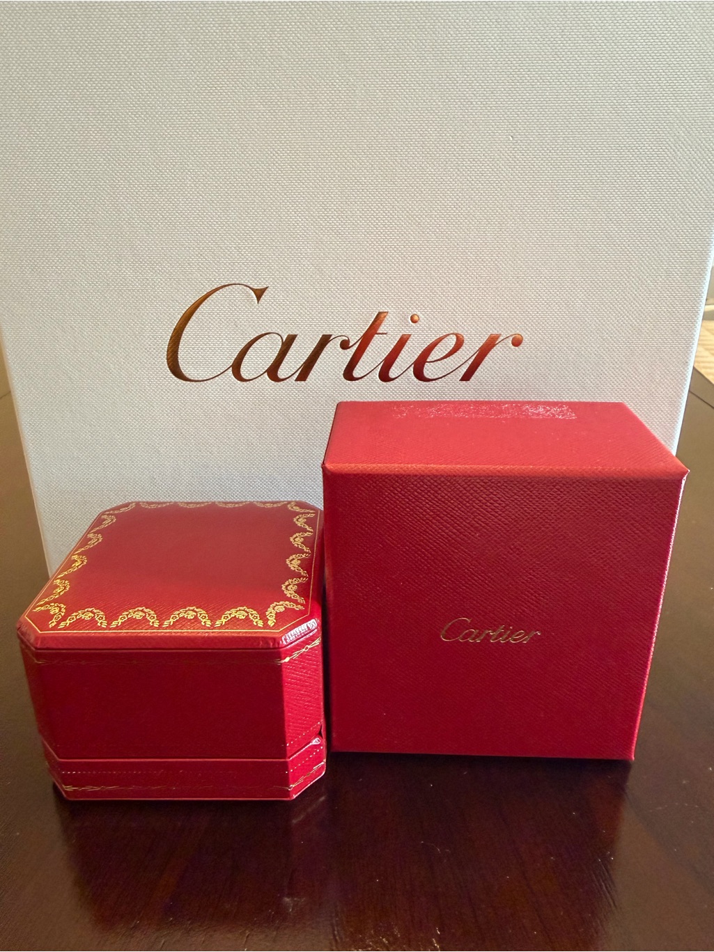 Cartier Red And Gold Jewelry Presentation Boxes